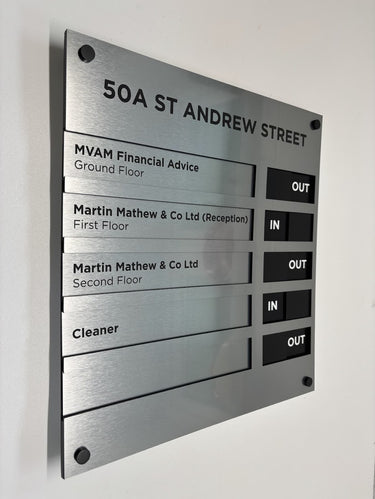 In/Out Interchangeable Sliding Name Boards