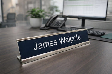 Chrome Silver Desk Sign