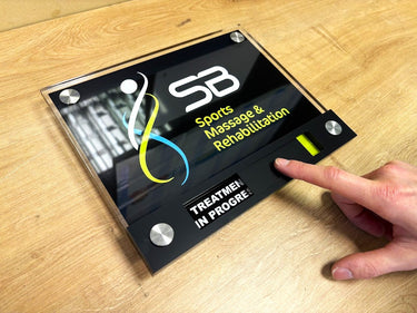 branded acrylic slider sign