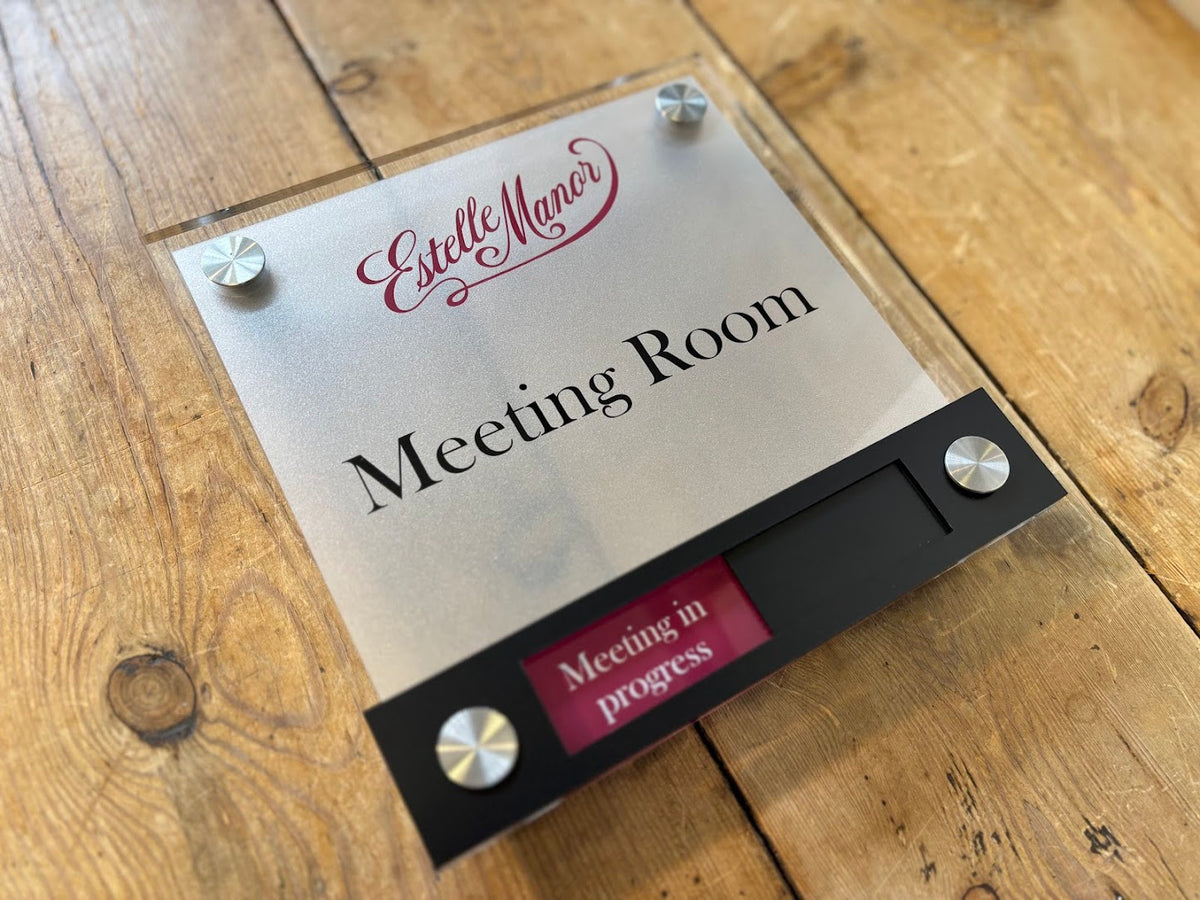 Bespoke meeting room sliding door sign
