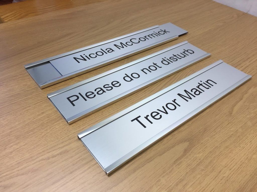 Interchangeable Door Signs | Chrome Holder | Custom Nameplates - BuySigns