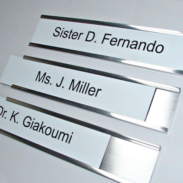 Interchangeable Metal Nameplate Holders