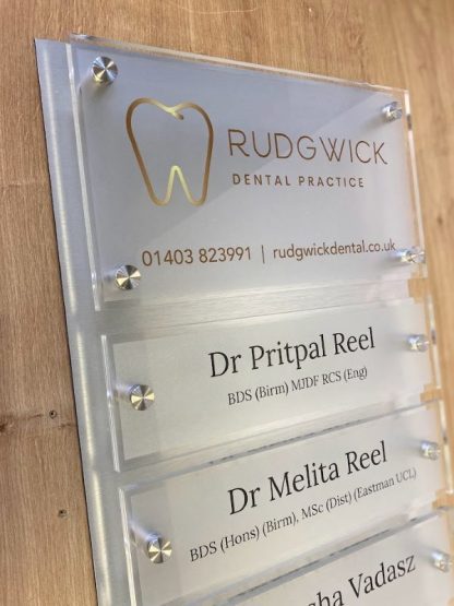 Gold changeable name board sign for dental surgeries